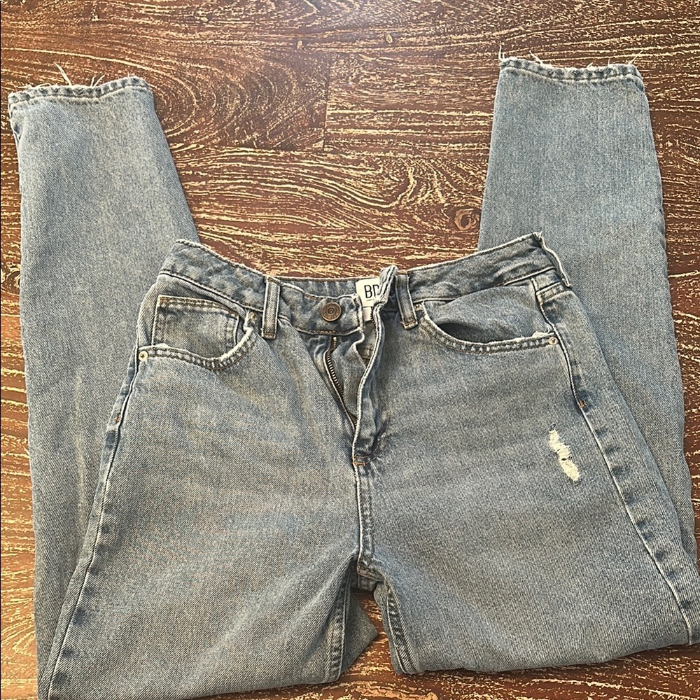 BDG Blue Skinny Jeans with Distressed Details